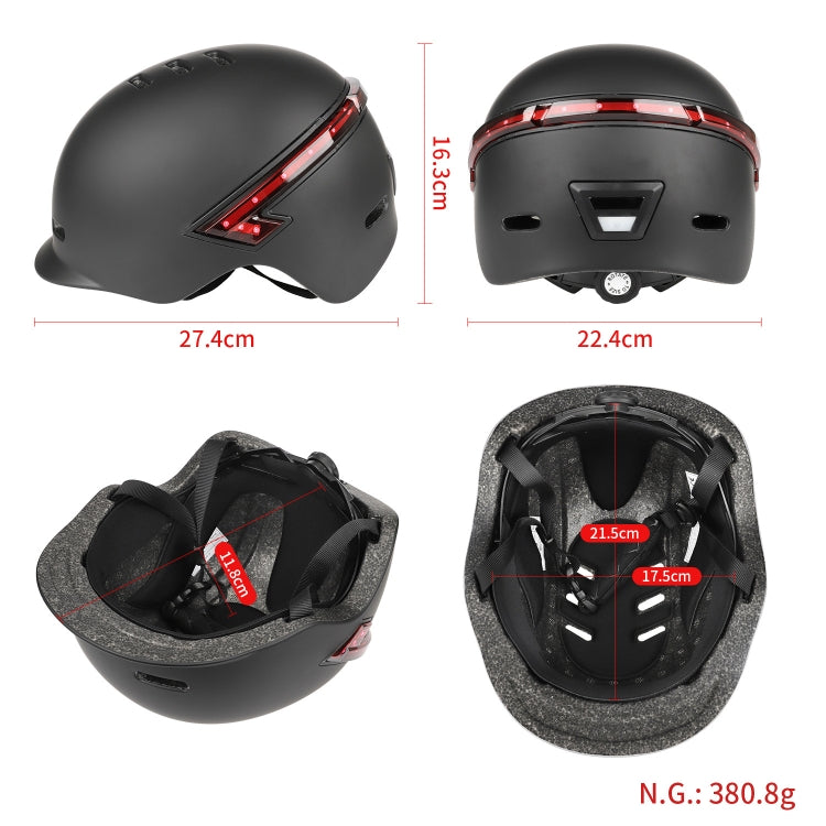 Cycling Helmet Ultralight Bicycle Helmet with Warning Light Remote Control(Black) by buy2fix