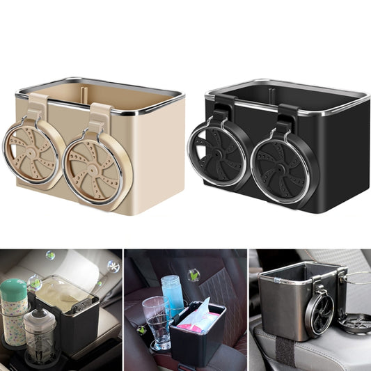 Car Paper Box Hanging Armrest Box Storage Box Cup Holder(Black Double Cup) by buy2fix