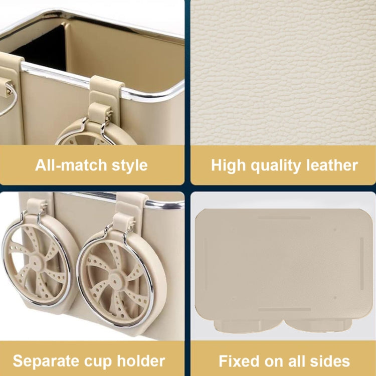 Car Paper Box Hanging Armrest Box Storage Box Cup Holder(Beige Double Cup) - Tissue Boxes by buy2fix | Online Shopping UK | buy2fix