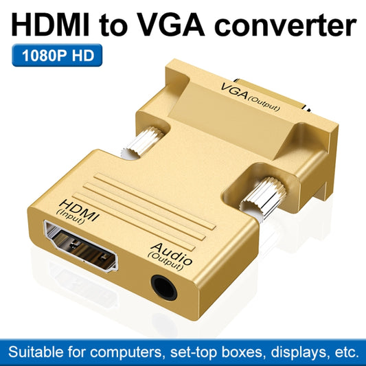 HDMI Female To VGA Male With Audio Adapter Computer Monitor TV Projector Converter(Gold) by buy2fix