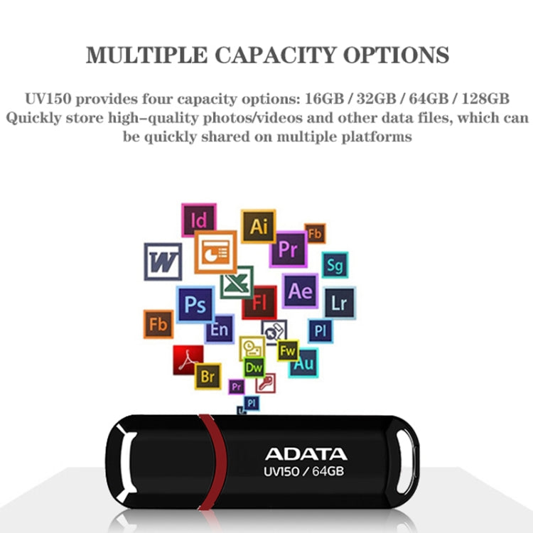 ADATA UV150 High Speed USB3.1 Business USB Flash Drive, Capacity: 32GB(Black) by ADATA