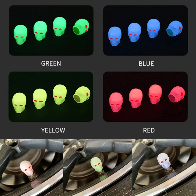 1 Sets Car Tire Luminous Valve Cap Motorcycle Skull Valve Core Cap(Green) - Tire Valve Caps by buy2fix | Online Shopping UK | buy2fix
