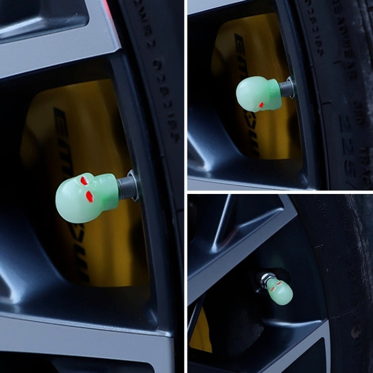 1 Sets Car Tire Luminous Valve Cap Motorcycle Skull Valve Core Cap(Green) - Tire Valve Caps by buy2fix | Online Shopping UK | buy2fix