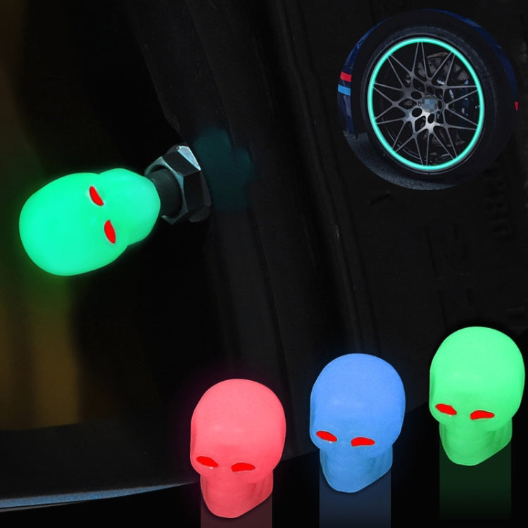 1 Sets Car Tire Luminous Valve Cap Motorcycle Skull Valve Core Cap(Blue) by buy2fix