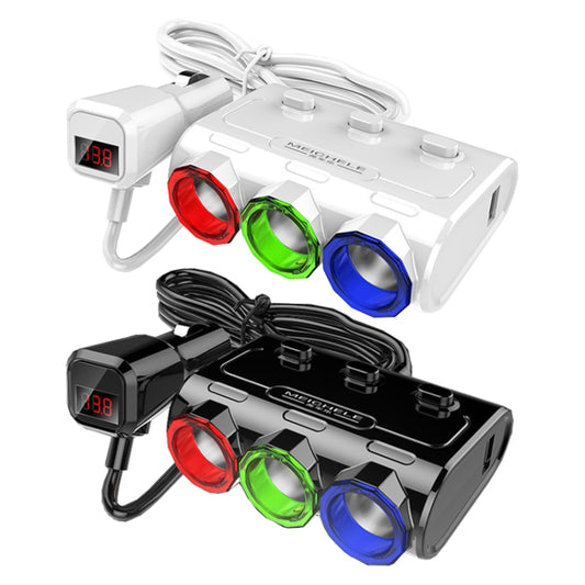 MEICHELE Car Cigarette Lighter Charger Dual USB 1A+2.1A With Switch(White Voltage Version) by MEICHELE