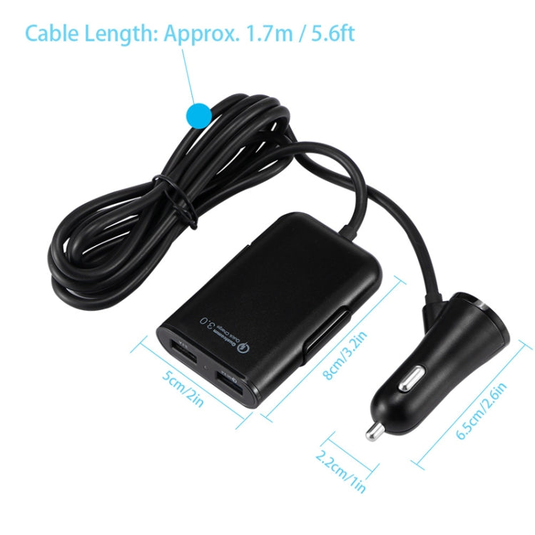 2PCS QC3.0 Four Ports Fast 5V 8A Car Charger Back Seat Charger(Black) - Car Charger by buy2fix | Online Shopping UK | buy2fix