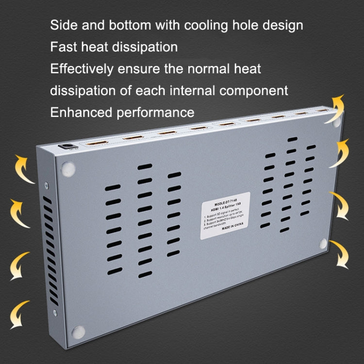 DTECH DT-7148 HDMI 2.0 1 In 8 Out 4K X 2K HD Splitter, CN Plug by DTECH