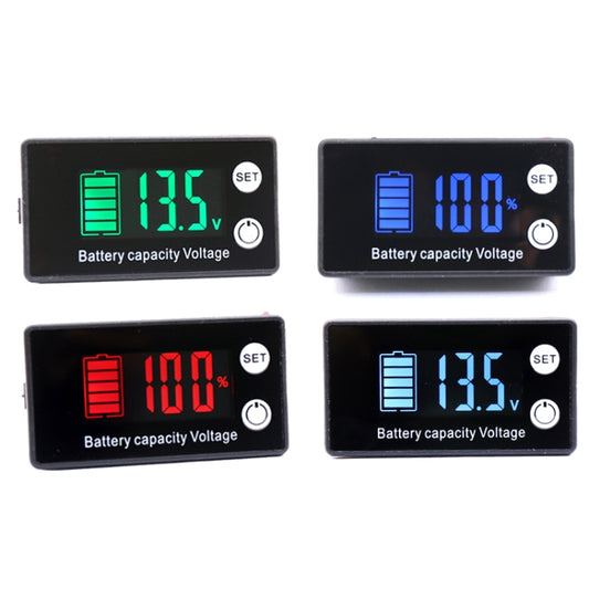 Two-Line Digital Display DC Voltmeter Lead-Acid Lithium Battery Charge Meter, Color: Green by buy2fix