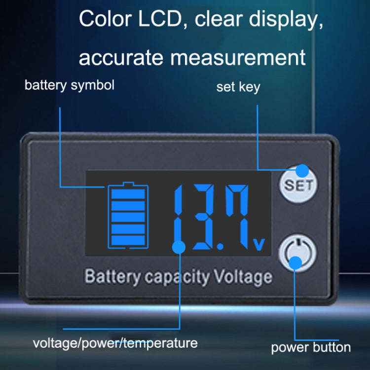 Two-Line Digital Display DC Voltmeter Lead-Acid Lithium Battery Charge Meter, Color: White - Current & Voltage Tester by buy2fix | Online Shopping UK | buy2fix