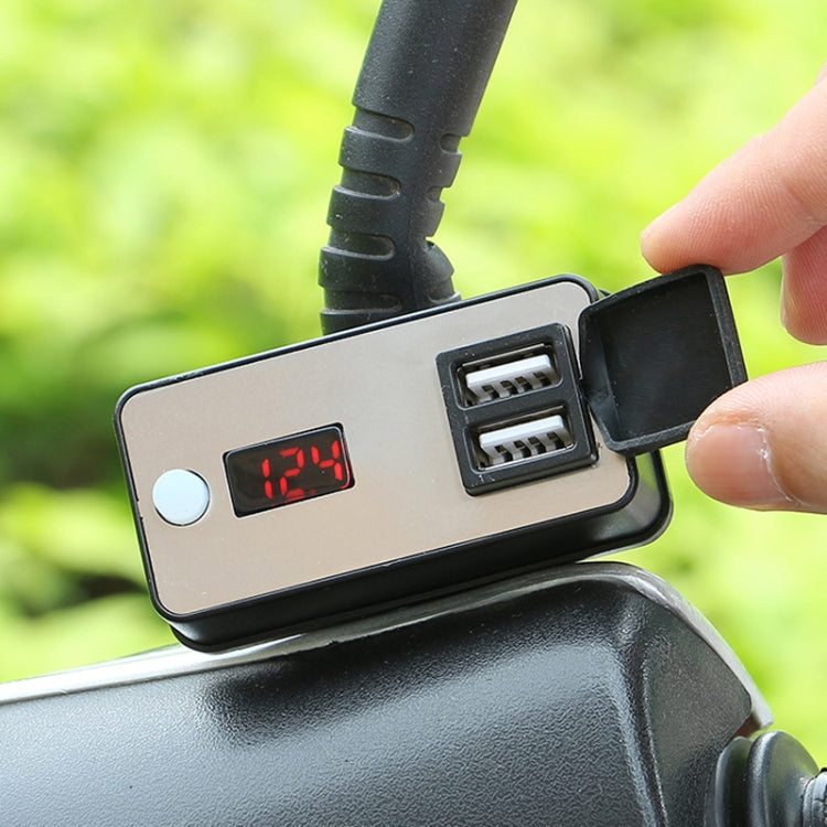 Digital Display Dual USB Universal Waterproof Motorcycle Mobile Phone Charger(2.4A 12-24V) - Battery Charger by buy2fix | Online Shopping UK | buy2fix