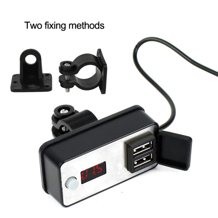 Digital Display Dual USB Universal Waterproof Motorcycle Mobile Phone Charger(2.4A 12-24V) - Battery Charger by buy2fix | Online Shopping UK | buy2fix