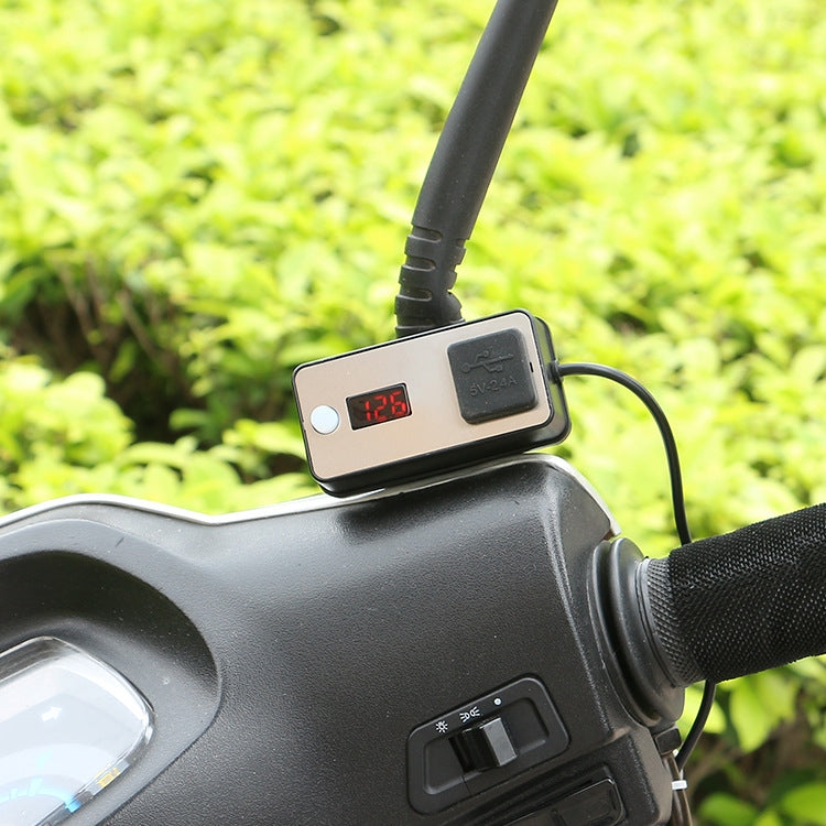 Digital Display Dual USB Universal Waterproof Motorcycle Mobile Phone Charger(2.4A 12-24V) - Battery Charger by buy2fix | Online Shopping UK | buy2fix
