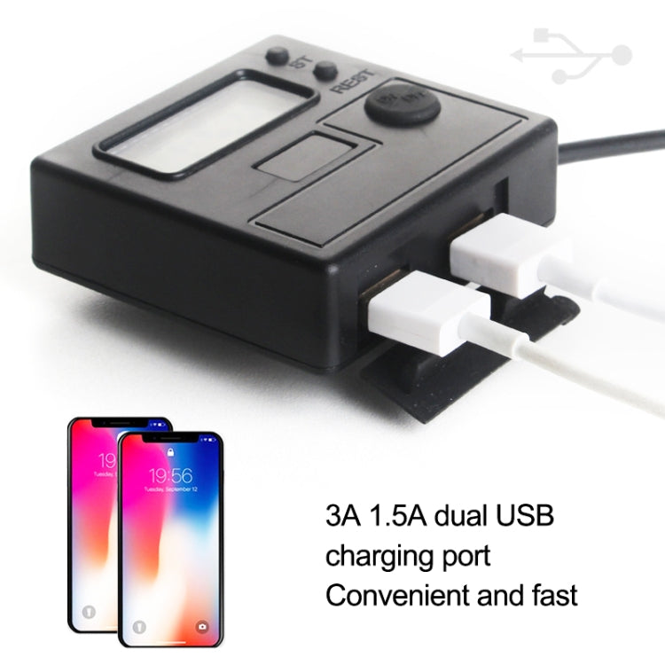 Motorcycle Clock Digital Display Dual USB Phone Charger Waterproof 5V 3A Fast Charge(Black) - Battery Charger by buy2fix | Online Shopping UK | buy2fix