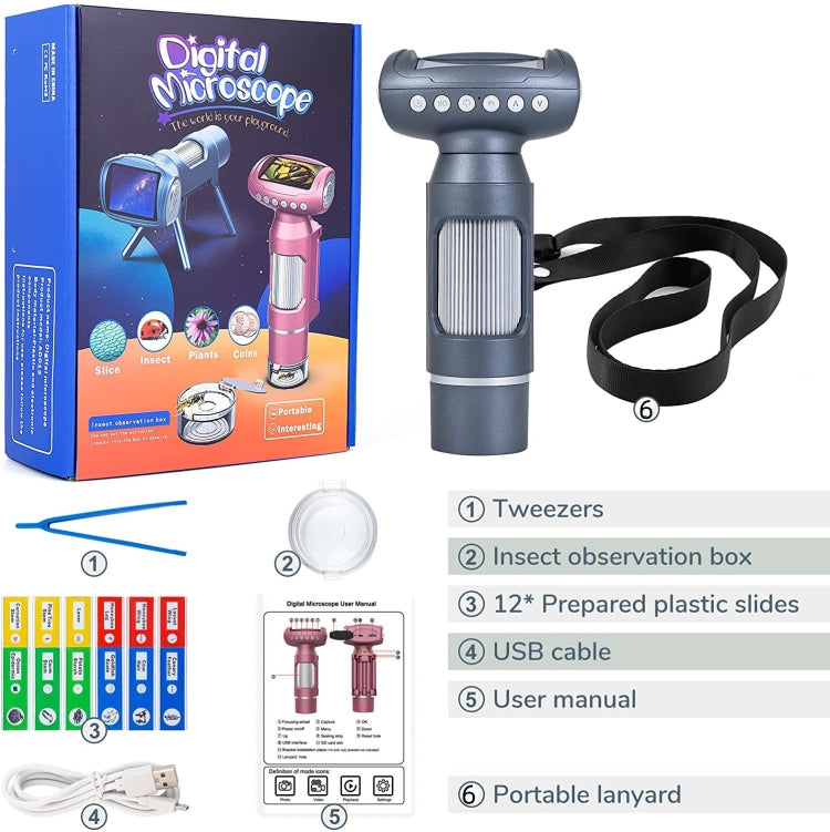 Children Camera Microscope USB Electronic Microscope Digital Magnifying Glass(Pink) by buy2fix