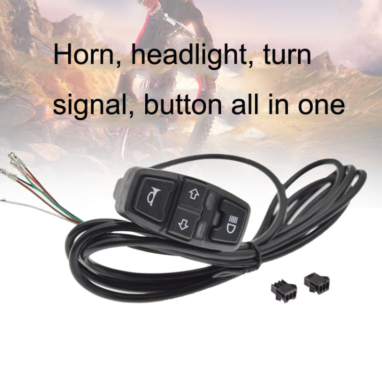 3 In 1 Switch Mountain Car Skateboard Horn Headlights Turn Switch(48V) by buy2fix