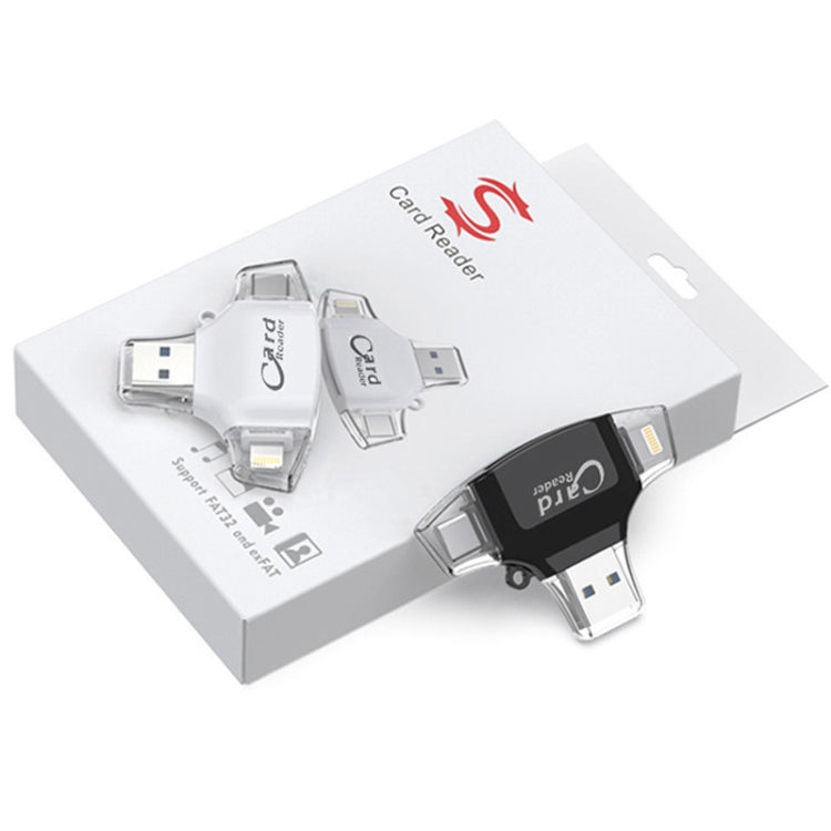 USB 2.0+8Pin +Type-C+Micro USB 4 In 1 Card Reader Supports Reading SD&TF Car(White) - by null | Online Shopping UK | buy2fix