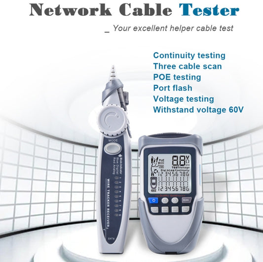 ET613 Network Cable Tester Wire Tracker Battery Voltage POE Test Multi-function Cable Tester by buy2fix