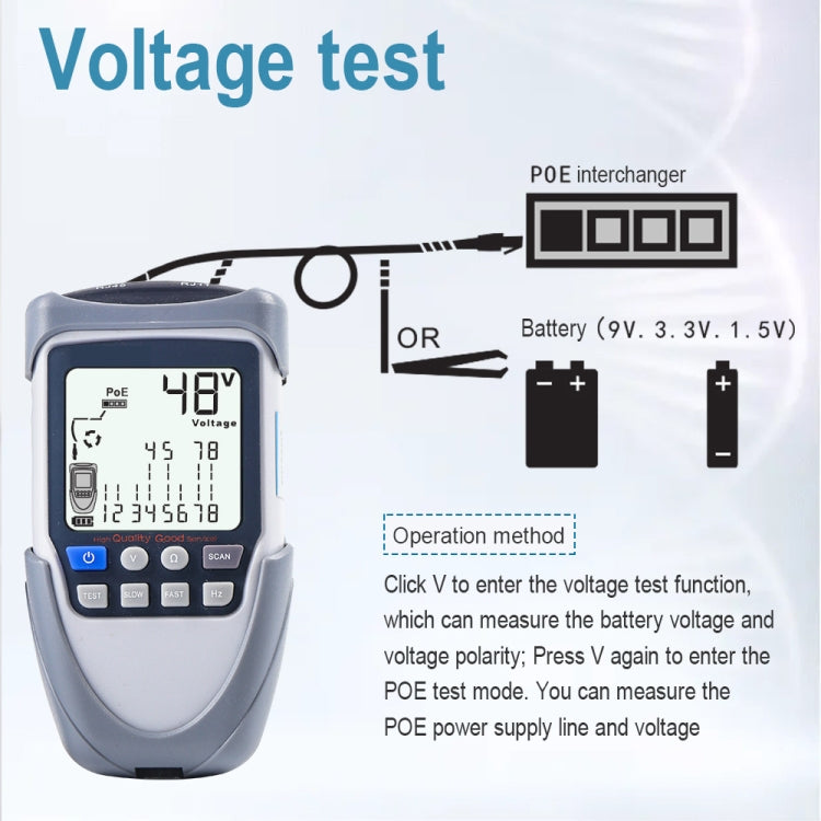 ET613 Network Cable Tester Wire Tracker Battery Voltage POE Test Multi-function Cable Tester - Current & Voltage Tester by buy2fix | Online Shopping UK | buy2fix