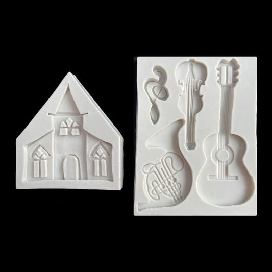 Castle Musical Silicone Mold Chocolate Fondant Cake Decor, Style:, Specification: Rectangle by buy2fix
