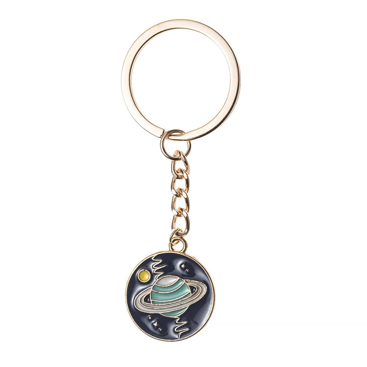 5 PCS Drip Oil Round Keychain Key Ring Bag Pendant(Cosmic Planet) - Key Rings by buy2fix | Online Shopping UK | buy2fix