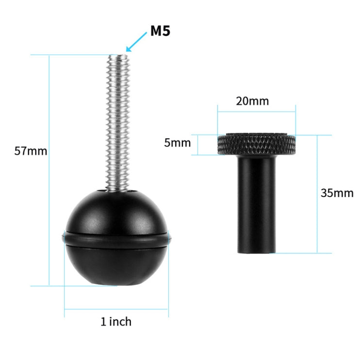 Ball Head Adapter Adjustable Screw Fixed Mount Camera Underwater Diving Photography Lights Bracket(M5 Screw Black) - Connection Mount by buy2fix | Online Shopping UK | buy2fix