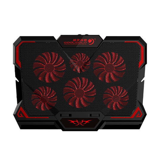CoolCold 17inch Gaming Laptop Cooler Six Fan Two USB Port 2600RPM Laptop Cooling Pad( Black Red) - Cooling Pads by CoolCold | Online Shopping UK | buy2fix