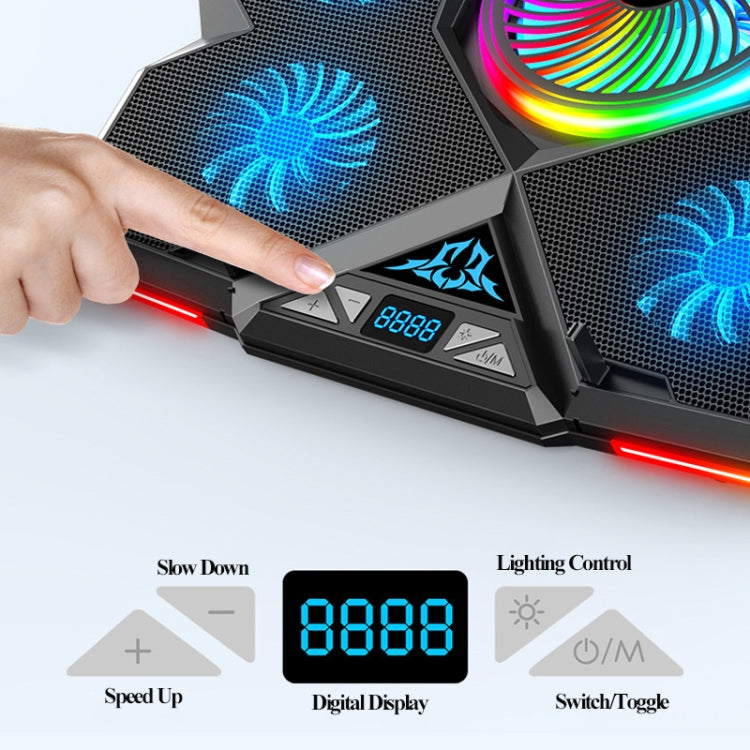 CoolCold Five Fans 2 USB Ports Laptop Cooler Gaming Notebook Cool Stand,Version: Touch Symphony Blue - Cooling Pads by CoolCold | Online Shopping UK | buy2fix