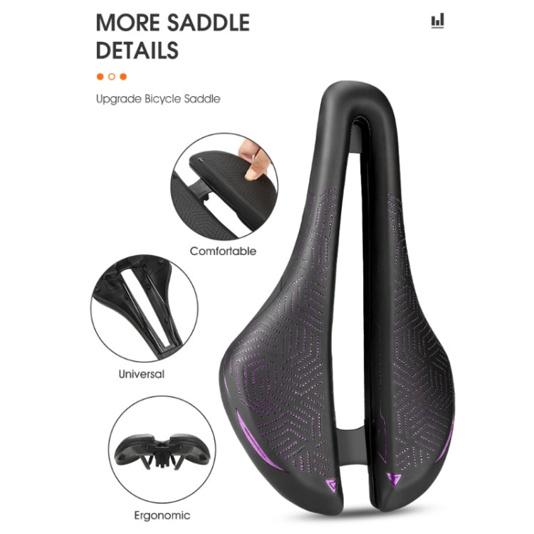 WEST BIKING Hollow Breathable Comfort Bicycle Saddle(Black Purple) - Bicycle Saddle by WEST BIKING | Online Shopping UK | buy2fix