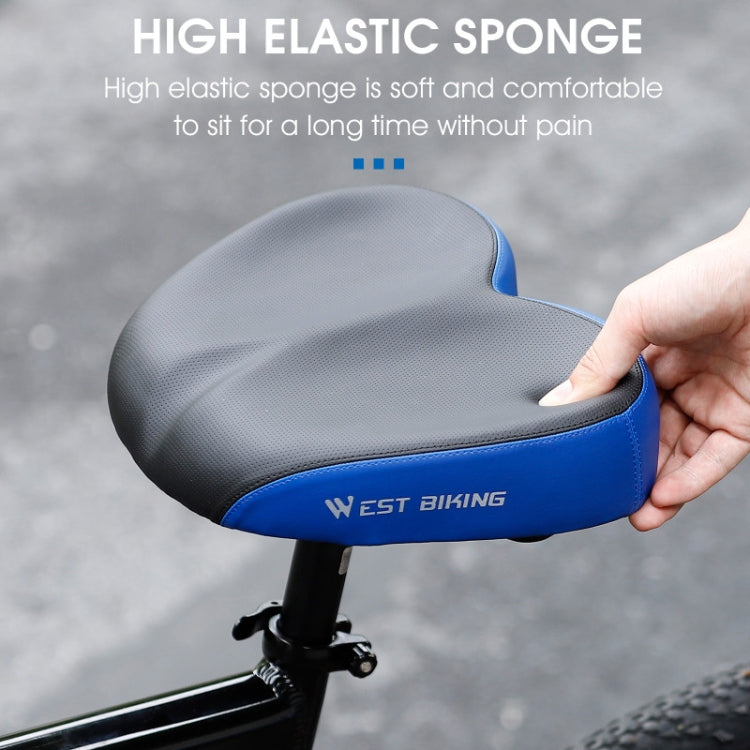 WEST BIKING Bicycle Widened And Comfortable Shock Absorbing Saddle(Black Blue) - Bicycle Saddle by WEST BIKING | Online Shopping UK | buy2fix