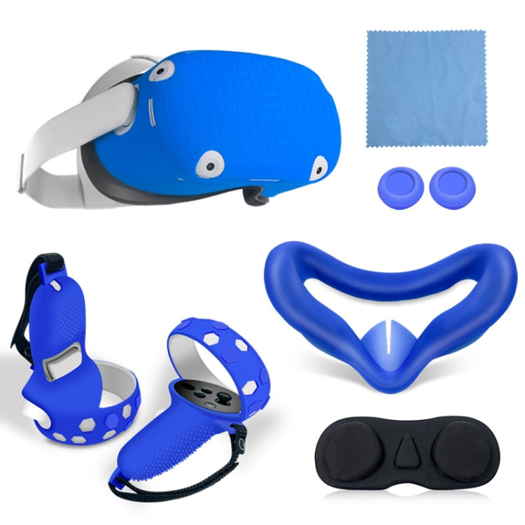 6 PCS/Set For Meta Quest Silicone All-Inclusive Console Controller Cover(Blue) - VR Accessories by buy2fix | Online Shopping UK | buy2fix