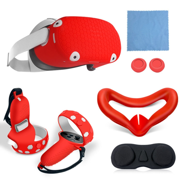 6 PCS/Set For Meta Quest Silicone All-Inclusive Console Controller Cover(Red) - VR Accessories by buy2fix | Online Shopping UK | buy2fix
