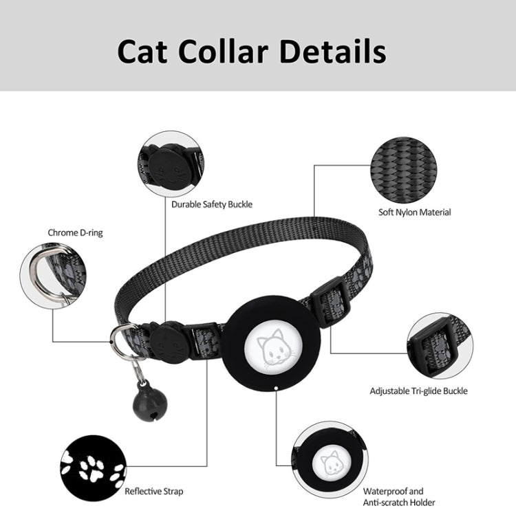 Pet Cat Reflective Collar with Bell for Airtag Tracker(Pink) - by buy2fix | Online Shopping UK | buy2fix