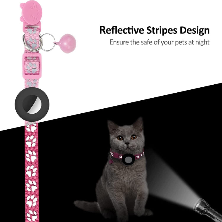 Pet Cat Reflective Collar with Bell for Airtag Tracker(Pink) - by buy2fix | Online Shopping UK | buy2fix