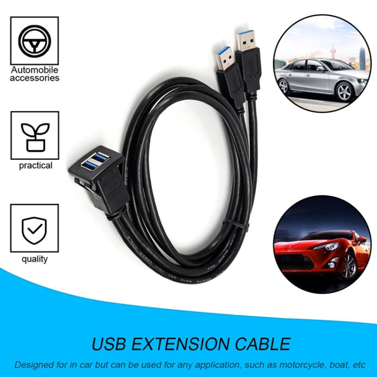 RF-56 Dual-port USB3.0 Waterproof Cable Car Dashboard Audio Extension Line, Cable Length: 1m by buy2fix