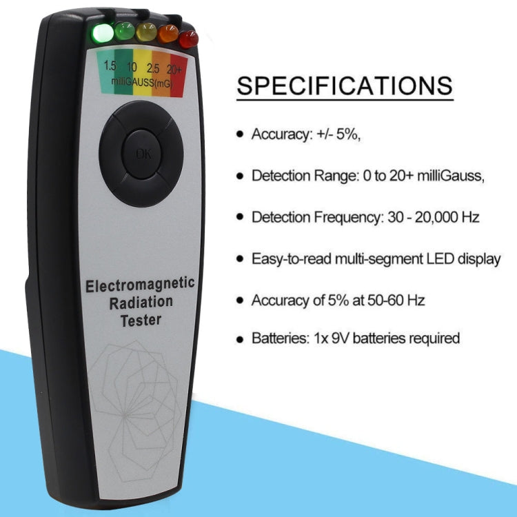 5 LED Electromagnetic Field EMF Gauss Meter Ghost Hunting Detector(Without Battery Blue) - Radiation Detector by buy2fix | Online Shopping UK | buy2fix