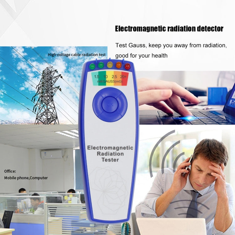 5 LED Electromagnetic Field EMF Gauss Meter Ghost Hunting Detector(Without Battery Blue) - Radiation Detector by buy2fix | Online Shopping UK | buy2fix