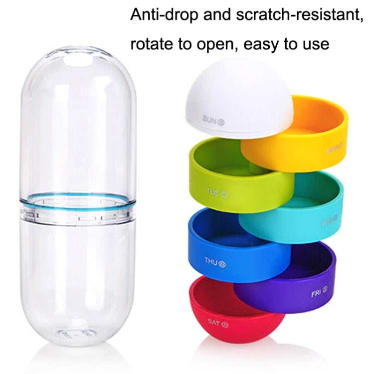 Portable Cylindrical Rotary 7 Compartments Independent Plastic Travel Pill Box(As Show) - Pill Boxes by buy2fix | Online Shopping UK | buy2fix