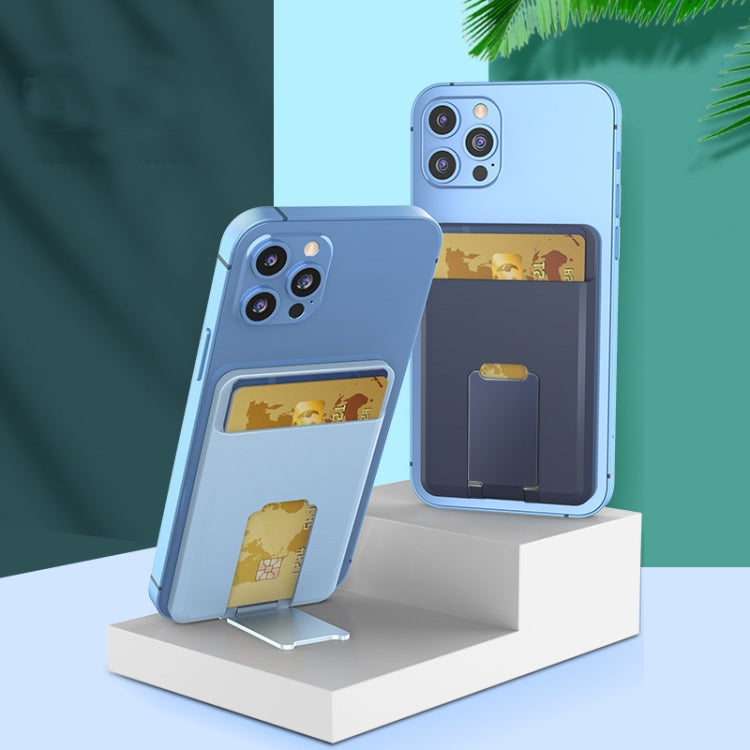 CY133H Silicone Magnetic Phone Holder with Card Holder Function(Peak Blue) by buy2fix