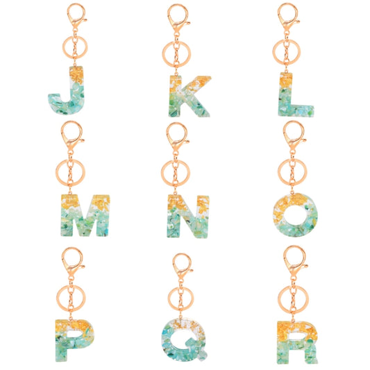 2 PCS Gold Foil Epoxy English Letter Keychain Bag Pendant(R) by buy2fix