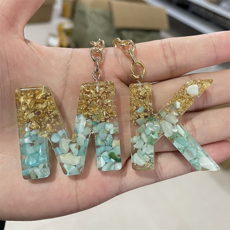 2 PCS Gold Foil Epoxy English Letter Keychain Bag Pendant(N) by buy2fix