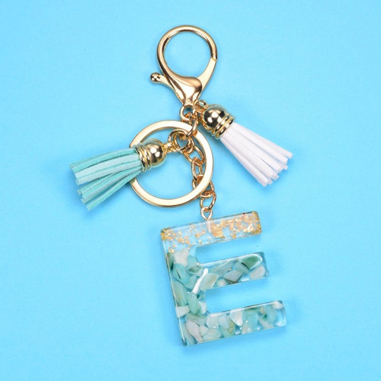 2 PCS Gold Foil English Letter Tassel Keychain Bag Decoration Pendant(E) - Key Rings by buy2fix | Online Shopping UK | buy2fix