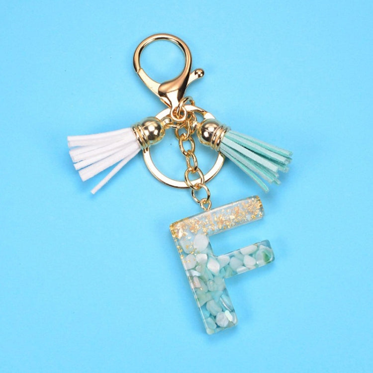 2 PCS Gold Foil English Letter Tassel Keychain Bag Decoration Pendant(F) - Key Rings by buy2fix | Online Shopping UK | buy2fix