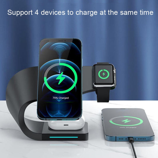 LFX-178 4 In 1 Wireless Charger For Smartphone&iWatch&AirPods(Black) - Wireless Charger by buy2fix | Online Shopping UK | buy2fix