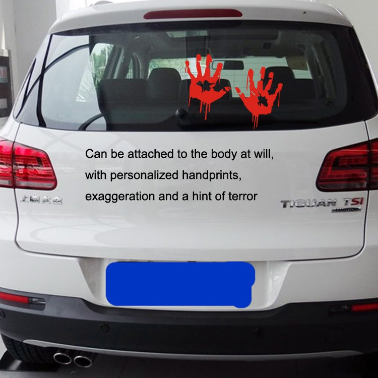 5 Sets Waterproof Sunscreen Reflective Car Sticker Blood Handprint Halloween Sticker(Red) by buy2fix