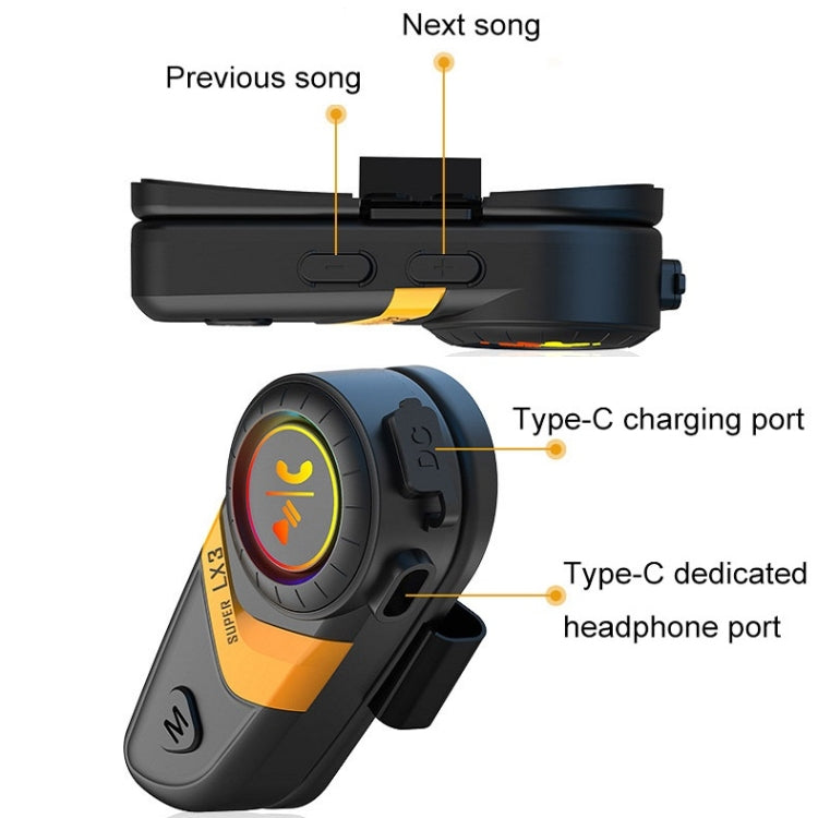 Motorcycle Helmet Call Music Navigation Bluetooth Headset, Color: Yellow(Hard Pipe Microphone) - Motorcycle Walkie Talkie by buy2fix | Online Shopping UK | buy2fix