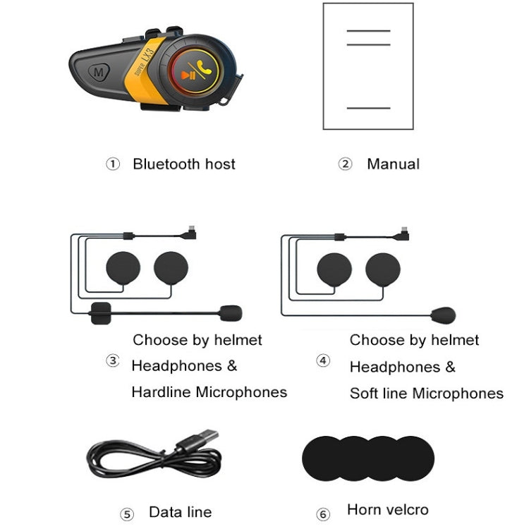 Motorcycle Helmet Call Music Navigation Bluetooth Headset, Color: Yellow(Hard Pipe Microphone) - Motorcycle Walkie Talkie by buy2fix | Online Shopping UK | buy2fix