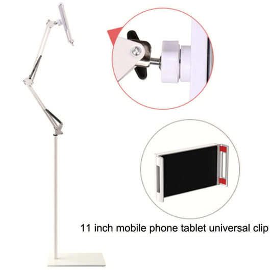 135cm Mobile Phone Tablet Live Broadcast Bedside Lifting Bracket Cantilever Floor Model (White) by buy2fix
