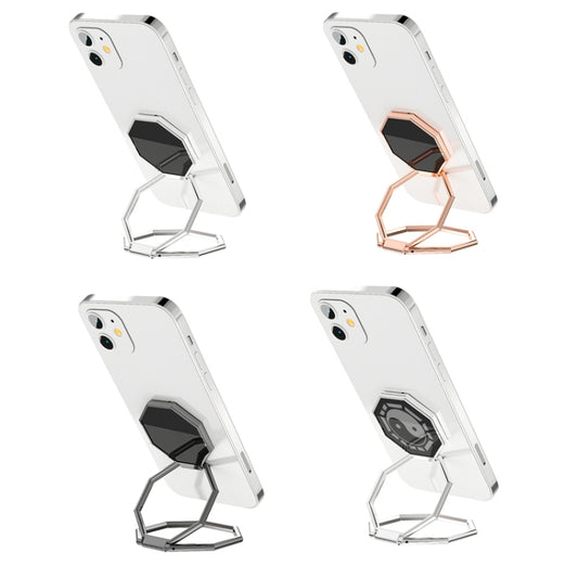 Metal Ring Buckle Live Rotating Magnetic Suction Car Desktop Tablet Folding Phone Bracket(Rose Red) by buy2fix