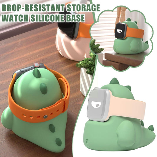 2 PCS H003 Cute Dinosaur Shaped Silicone Charging Stand without Watch For Apple Watch(Black) by buy2fix