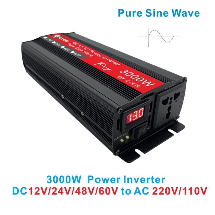 Gurxun Sine Wave Inverter 3000W 12/24/48/60V To 220V Car Boost Converter, Specification: 48V-220V - Pure Sine Wave by buy2fix | Online Shopping UK | buy2fix